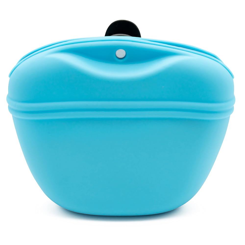 TOMVAES Left and Right Dog Clicker Training Kit, Silicone Dog Training Treat Pouch and Dog Clickers, Pet Treat Bag with Convenient Magnetic Buckle Closing and Waist Clip (Blue)