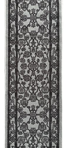 Kapaqua Custom Size Grey Egyptian Print Traditional Persian Rubber Backed Non-Slip Hallway Stair