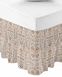 RisQiten Vintage Boho Bed Skirt Queen Size 16 Inch Drop, Adjustable Elastic Bedskirt Dust Ruffle for Queen Bed, Retro Southwestern Ethnic Mexican Floral Wrap Around Bed Skirts Pleated Bed Frame Cover