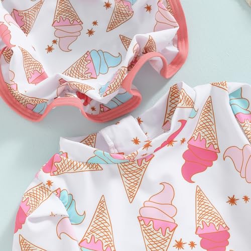 pengnight Toddler Baby Girl Swimsuit One-Piece Long Sleeve Ruffle Floral Print Rash Guard Zipper Bathing Suit3