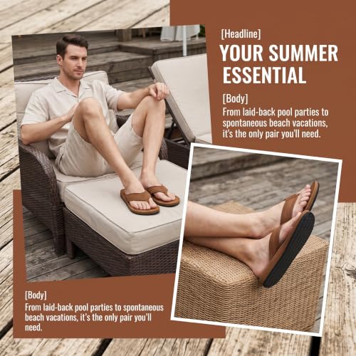 Image of AX BOXING Mens Flip Flops Leather Thong Sandals Casual Comfort Slides Slippers