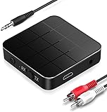 Receptor Bluetooth 5.3 Adaptador Bluetooth 2 en 1 Adattatore Audio Inalámbrico Transmisor Bluetooth RCA & 3.5mm AUX Baja Latencia para TV, PC, Audio