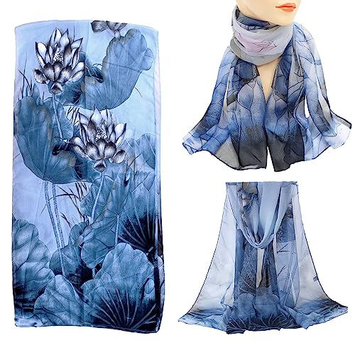 amokk 6 Packs Fashion Scarves for Women Lightweight Chiffon Scarfs for Women Summer Shawl Warp Floral Head Scarf3