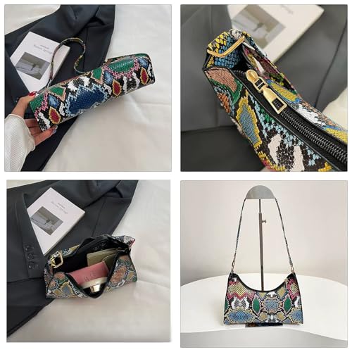 Bolso colorido de hombro para mujer con patrón de serpiente multicolor miniatura 5