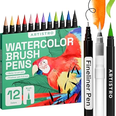 ARTISTRO 12 Watercolor Markers with Brush Pens Cover