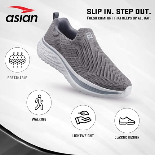 Image of ASIAN Wonderwalk-11 Men's Walking Shoes | Ultra-Light Slip-On Comfort with Cushioned Sole | Breathable, Stylish, Perfect for Work, Travel & Daily Use