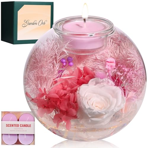Aoshin Preserved Flowers Rose in Glass Dome with Candle, Eternal Flowers Gift Set for Women Wife Girlfriend Mom Grandma - Mother Day Christmas Anniversary Birthday Gift (White-Rose)