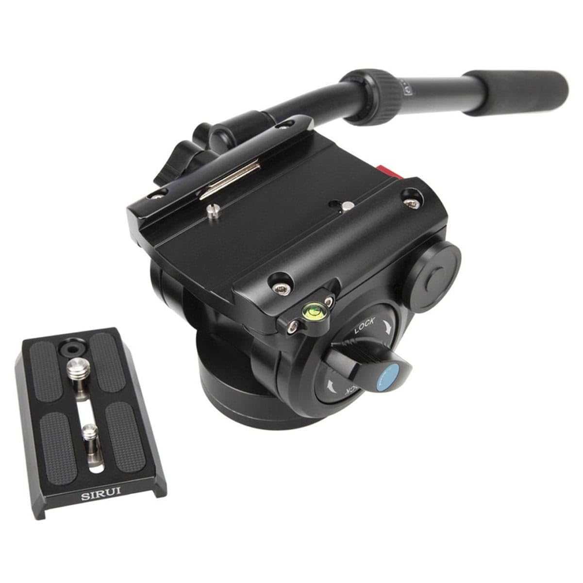 Sirui VH-10 Fluid - Rótula para cámaras de vídeo con Zapata rápida (90 mm, Base Plana, Brazo Extensible, Aluminio), Color Negro