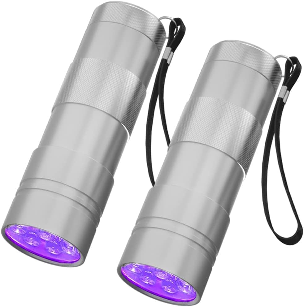 UV Flashlight Black Light, 2 Pack Mini Portable 395nm Blacklight Flashlight with Enhanced Detection, Scorpion Finder for Outdoor Use, Resin Curing and Leak Detection Solution