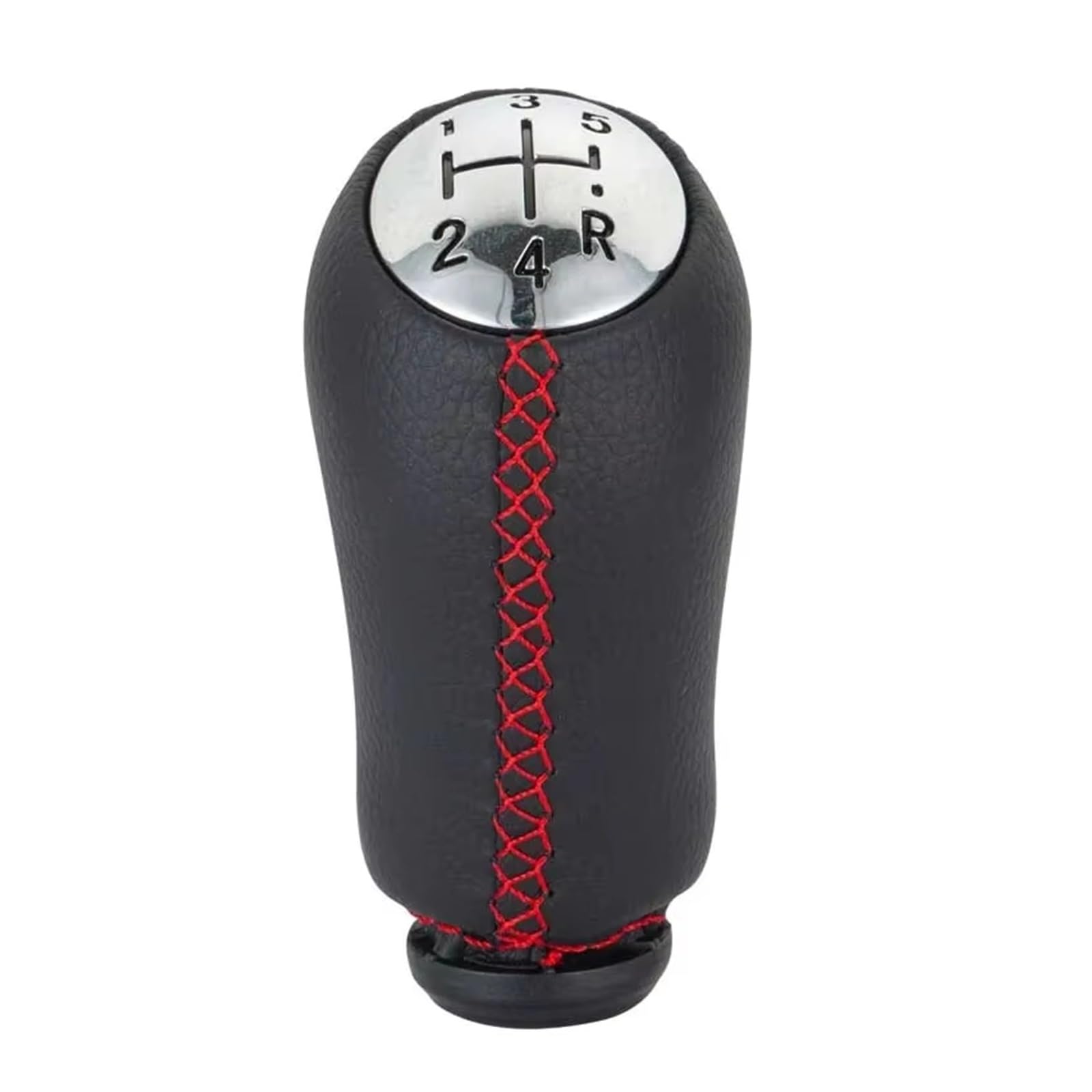 XKOEHXJ Car Gear Shift Knob for Laguna for Megane 2 Clio 3 for Scenic 2 5 Speed Gear Shift Knob Stick Head Shifter Lever Handle Gearbox Boot Cover(Red Stitching)