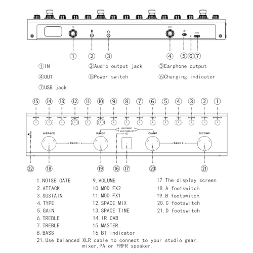 Jemora Pédale multi-effets pour basse, égaliseurs à 3 bandes, sortie symétrique XLR, 3 retards, 3 réverbérations, pédale d’effets pour basse, connexion BT, type-C, rechargeable pour basse électrique - Les Beatles, Paul McCartney, John Lennon, RIngo Starr, George Harrison Jemora Pédale multi-effets pour basse, égaliseurs à 3 bandes, sortie symétrique XLR, 3 retards, 3 réverbérations, pédale d'effets pour basse, connexion BT, type-C, rechargeable pour basse électrique – Image 6