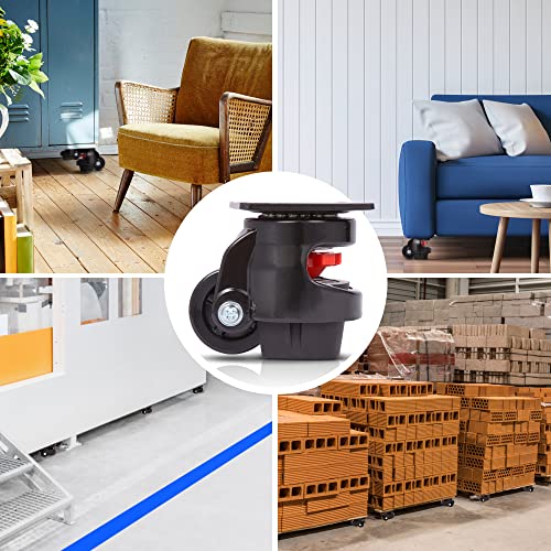 Nefish Leveling Machine Casters 2200 Lbs Load Capacity 4 Packs Heavy Duty Retractable Caster Wheels For Workbench, 360 Degree Plate Swivel Castors For Furniture, Equipment, Machine #TOP6