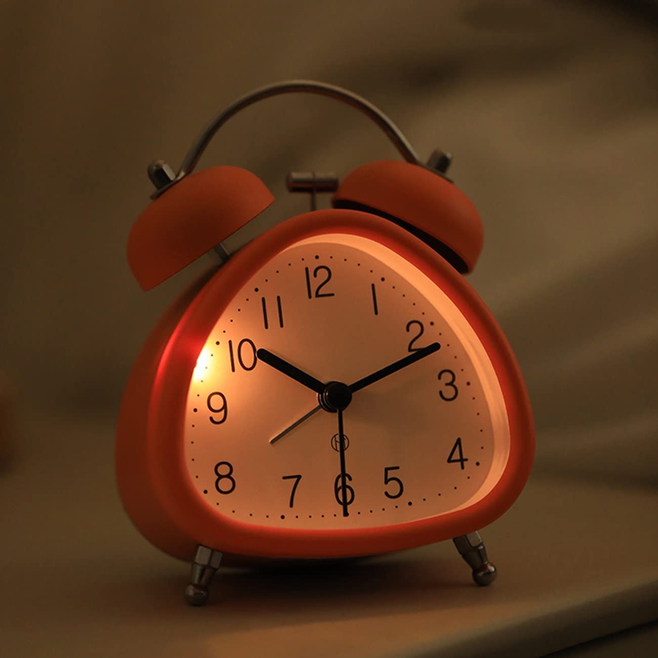 Despertador, Reloj mecánico silencioso a Pilas con Campana for Oficina(Orange)