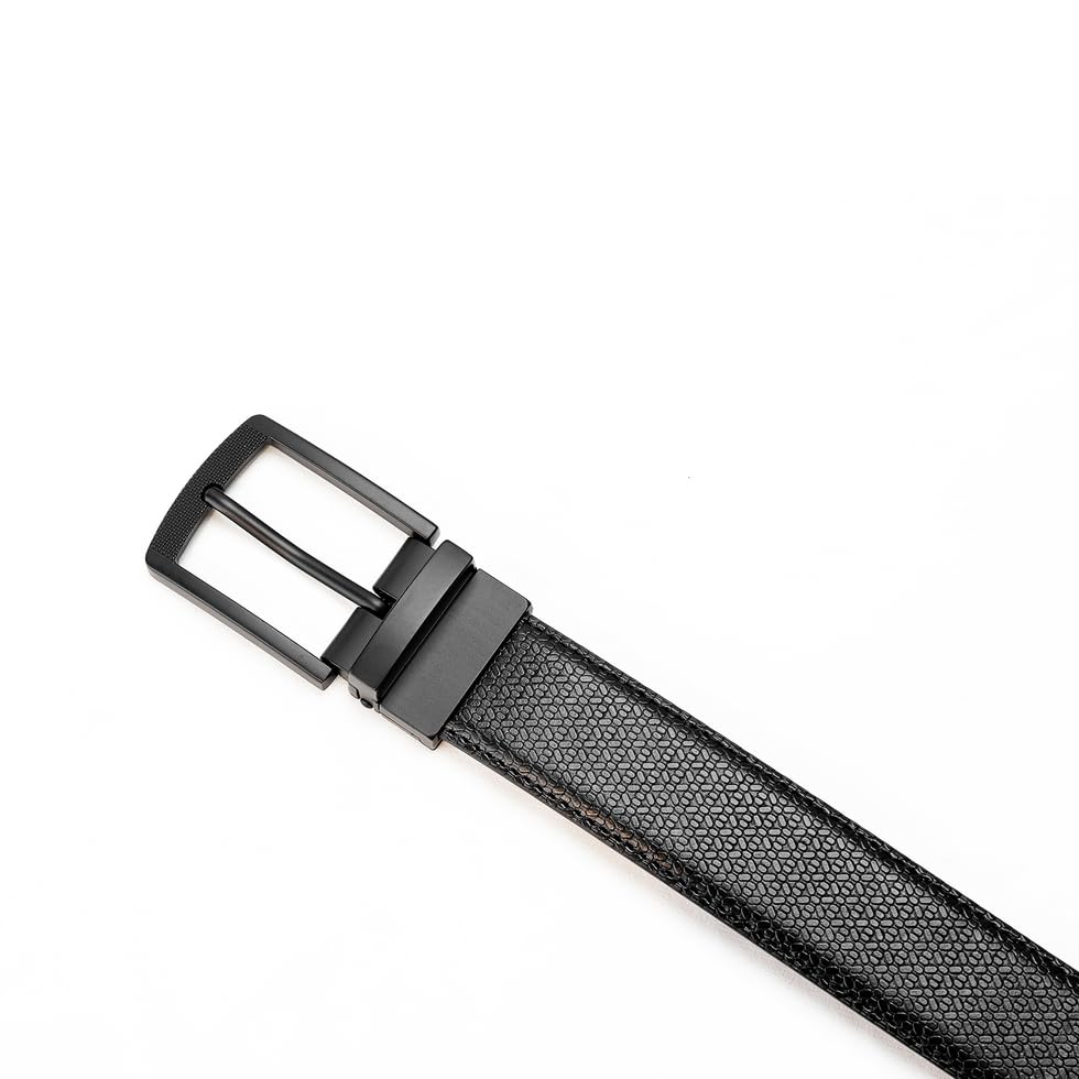 Men's Reversible Leather Belt for Dress Casual Jeans with Rotating Buckle - One Strap Reverse for 2 Sides3
