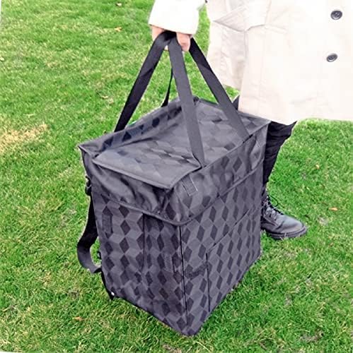 Fineget Foldable Shopping Trolley with Wheels - Folding Up Grocery Utility Cart for Lady Women Senior Cooking Kitchen Camping Beach Picnic Laundry School Backpack Straps Black