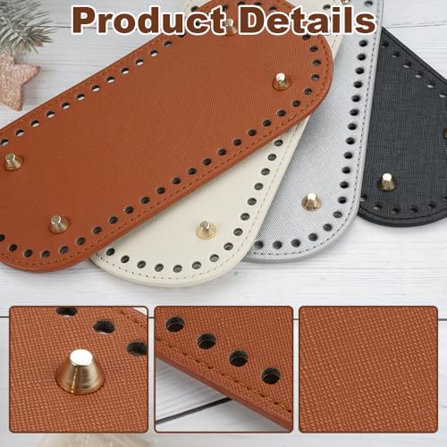 4 Stück Stricken Häkeln Pu Taschenboden, 4 Farbe Oval Boden für Taschen zum Häkeln, Häkeltasche Taschenbode Häkeln mit Löchern Lederboden für Taschen Häkeln , Handtasche Schultertasche Diy Zubehör