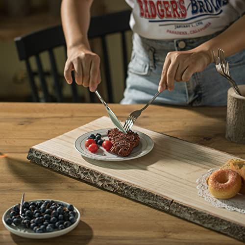 Bandeja rústica para servir con forma rectangular de madera natural de árbol de 28 pulgadas miniatura 3