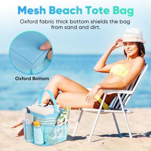 Image of EUDELE 2 Pack Mesh Shower Caddy Portable for College Dorm Room Essentials, Shower Caddy Dorm with 9-Pocket Large Capacity,Shower Bag for Beach,Swimming,Gym All Black+All Ice Blue