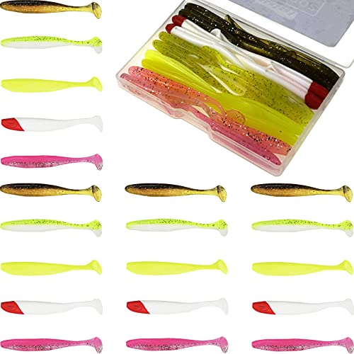 Funzhan Soft Lures Paddle Tail Swimbaits Fishing Flexible Swimming Shad Creature Baits for Bass