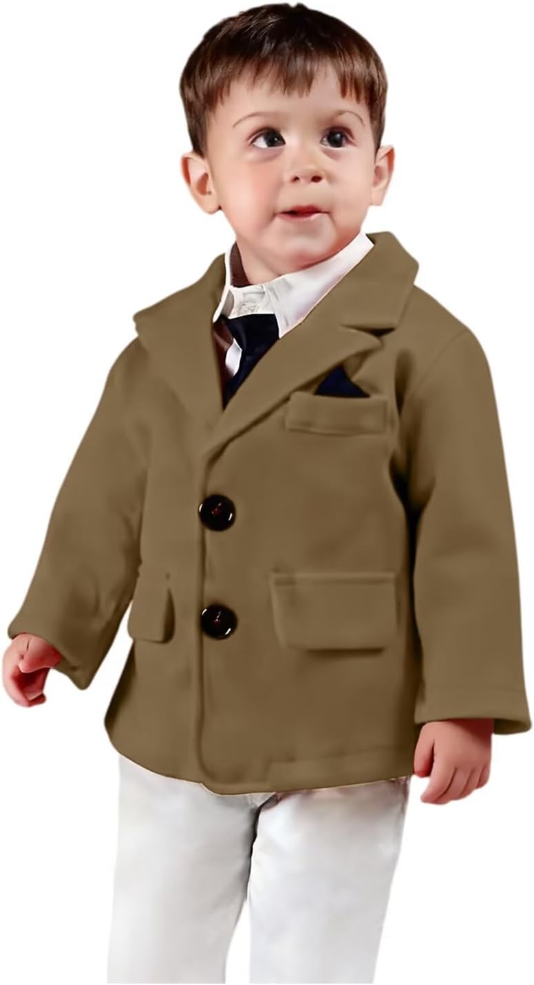 ORBITRAY 2-14 Years Wool Blended Notch Lapel Coat First Communion Jacket Coats for Boys Fall Coat Winter Dinner Dress Blazers