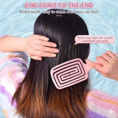 Image of Premium 3D Detangling Hair Brush for Women & Men- Anti Hair Fall Comb for Curly, Wavy & Straight Hair | Hair Straightening Brush, Wet & Dry Styling Brush | Scalp Massager, Frizz Control & Tangle Free Grooming Brush (PACK OF 1) (PINK)