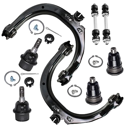 Image of Detroit Axle - 8pc Front End Suspension Kit for 2008-2009 Chevy Trailblazer GMC Envoy, 2008 Saab 9-7X, 2 Upper Control Arms 4 Upper & Lower Ball Joints 2 Sway Bar Links Replacement