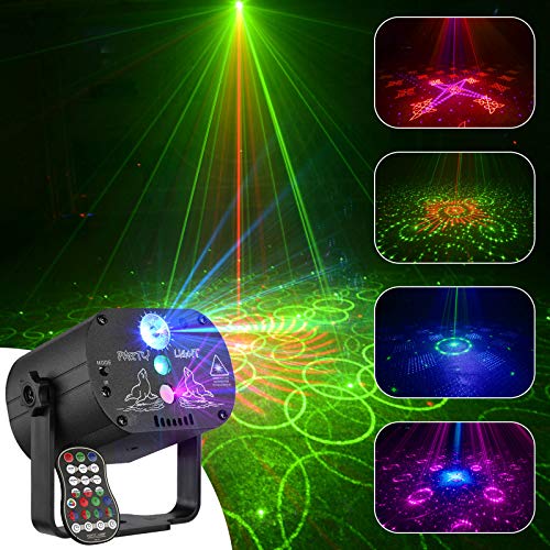 Mini Party Laser Projector Light, Sound Activated DJ Disco Stage Light with Remote Control & Timer Function, For Christmas, Birthday, Celebration, Wedding, Bar, Karaoke