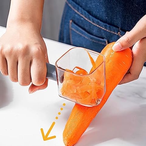 2Pcs Vegetable Peeler with Container, Potato Peelers, Easy to clean, Potato, Vegetable, Apple Peelers for kitchen, Fruit, Carrot, Veggie, I-Shaped Stainless Steel Peelers Cover