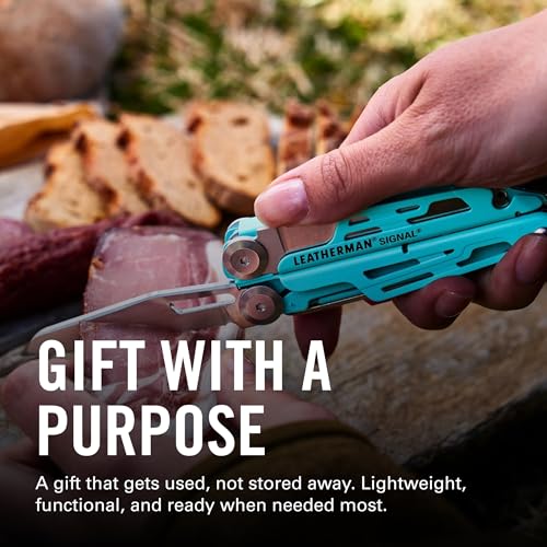 Image of LEATHERMAN, Signal, 19-in-1 Multi-tool for Outdoors, Camping, Hiking, Fishing, Survival, Durable & Lightweight EDC, Made in the USA, Aqua /Silver