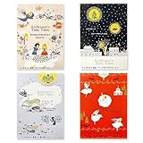 シール堂 日本製 バナナペーパーポストカード Shinzi Katoh おやゆび姫・マッチ売りの少女・人魚の姫・赤いくつ アンデルセン 童話の宝石 4枚セット bp-pc-20015