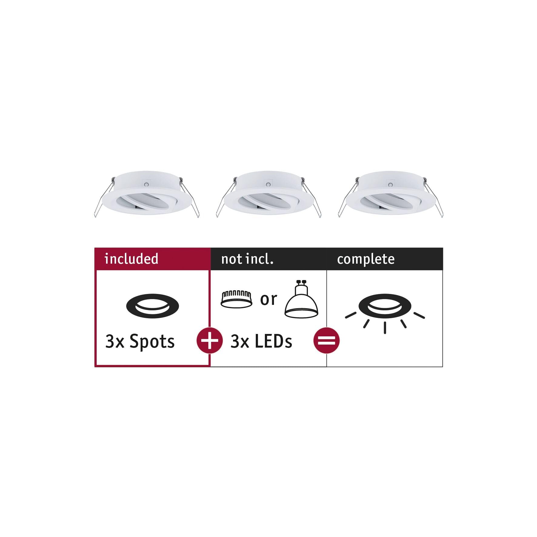 Paulmann 92486 Einbauleuchte Choose Spot schwenkbar max. 3x10W Deckeneinbaustrahler Weiß matt Einbaulampe ohne Leuchtmittel Alu