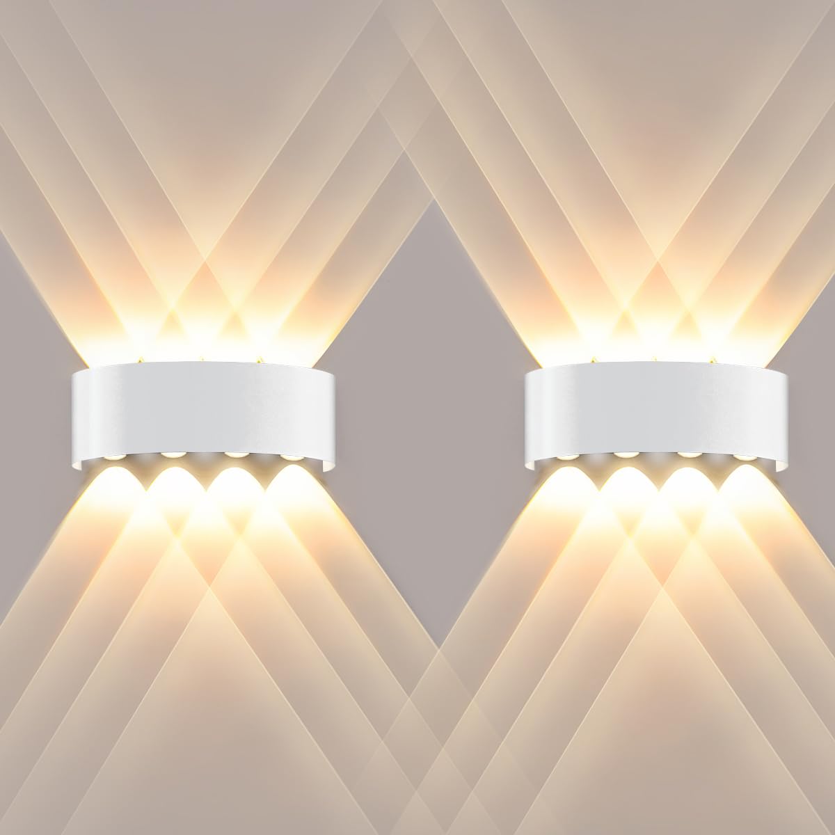 Ankey 2PCS LED Modern Wall Lights, 8W Indoor Wall Lamp Sconce, IP65 Waterproof Aluminum Outdoor Wall Wash Lights, 3000K Warm White for Living Room Bedroom Balcon Corridor
