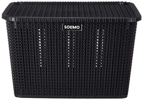 Image of Amazon Brand - Solimo Organizer Basket With Lid, Black