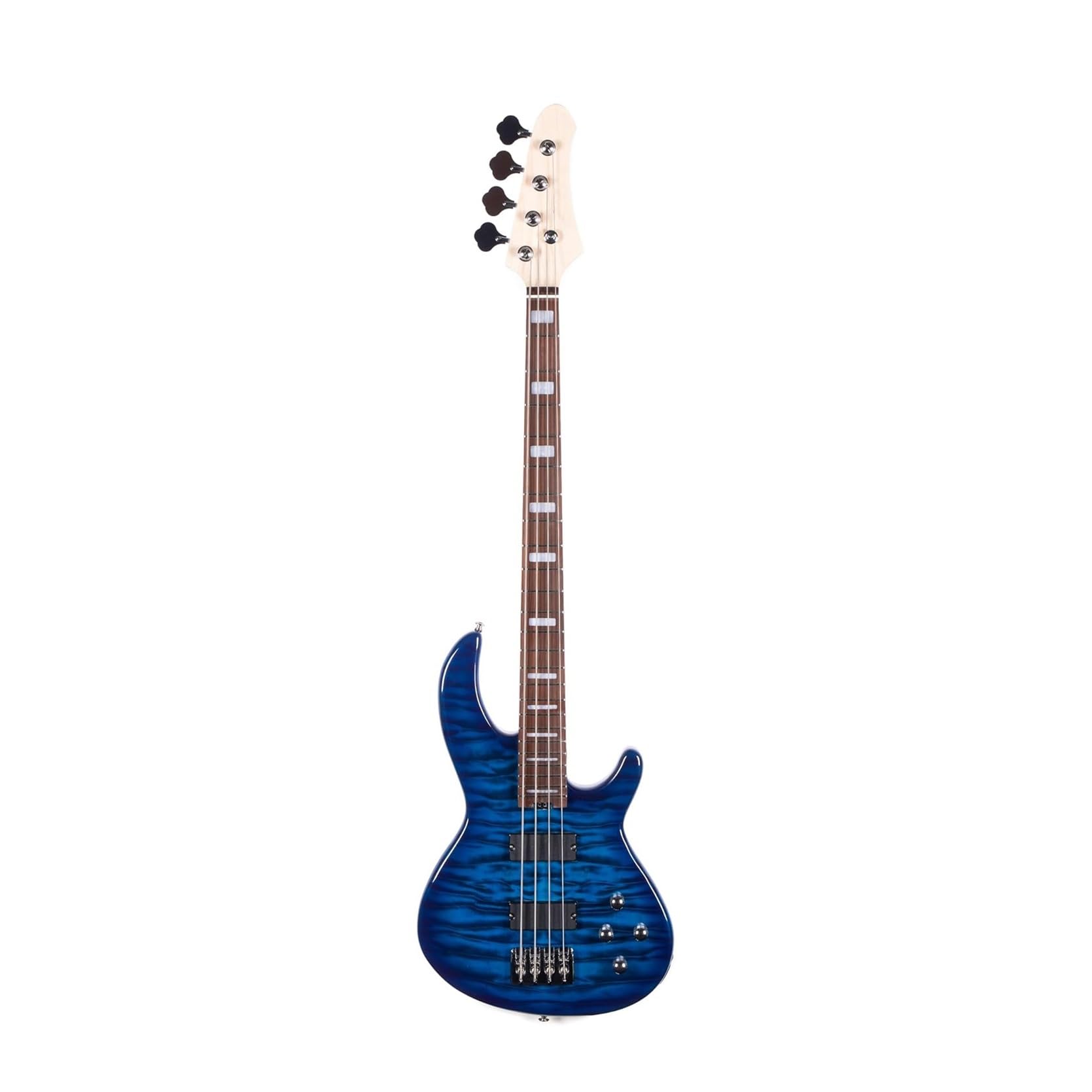 Elektryczna Gitara Basowa Cztery Struny Klonowa Główka I Gryf Korpus Z Drewna Topoli(Blue)