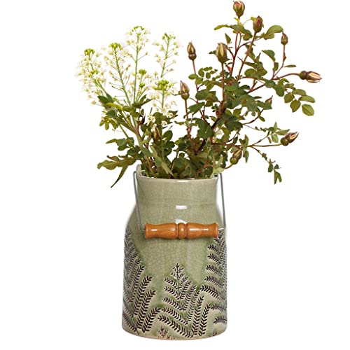 Green Ceramic Pitcher Jug Flower Vase Decorative Vase Flower Pot Planter Autumn Wedding Anniversary Home Decor Gift (BR19)
