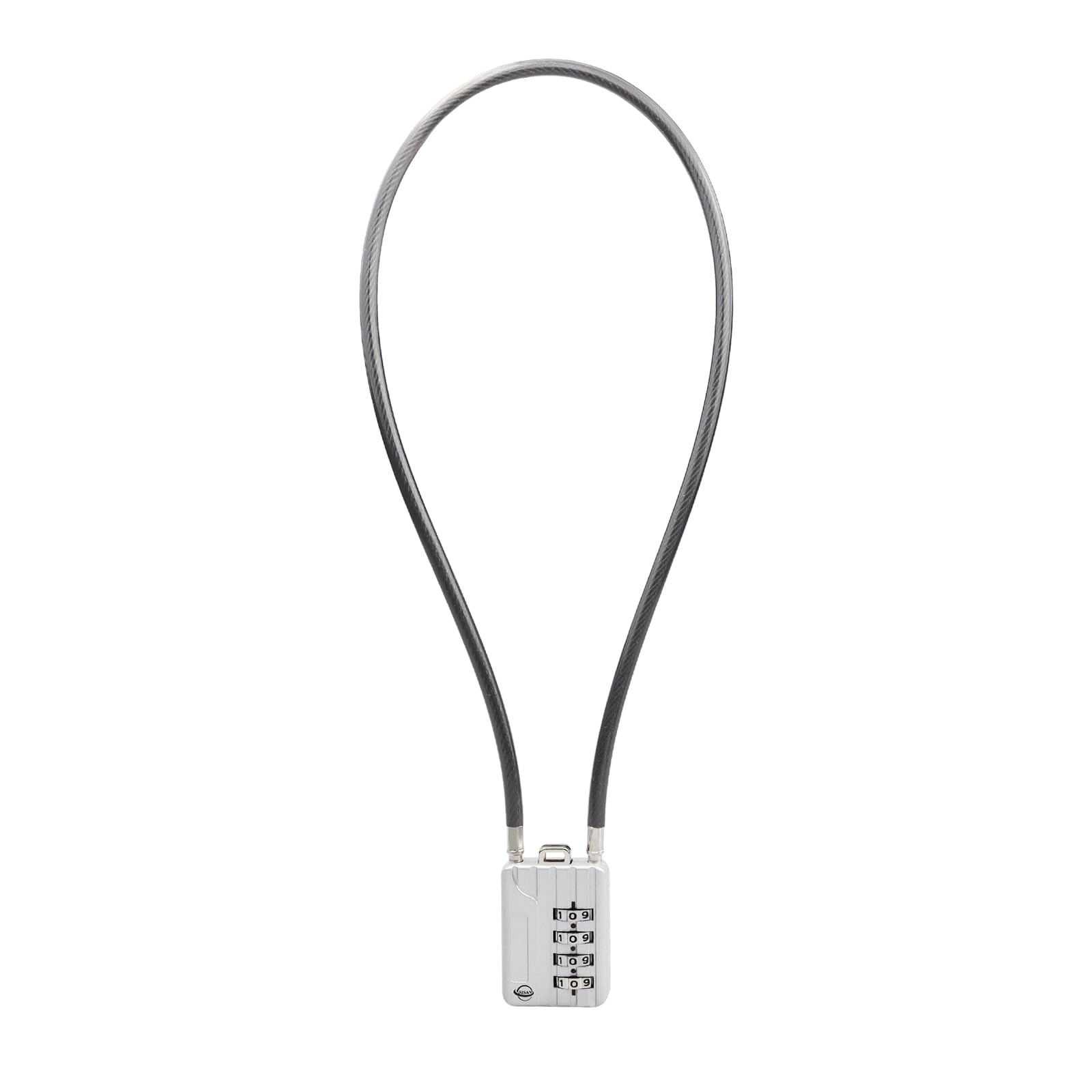 4 Digit Cable Combination Lock - 20 inches (50cm) Bold Cable for School Gym Locker, Helmet, Filing Cabinets, Toolbox, Luggage Suitcase, Knapsack - 5mm Diameter, Silver (1 Pack)