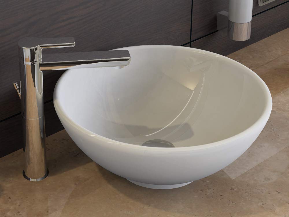 Aqua Bagno | Rundes Waschbecken 40cm Design Aufsatzwaschbecken, Waschschale