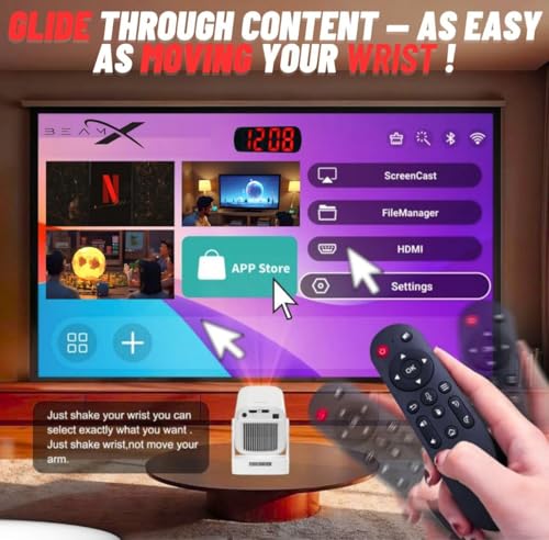 Image of Glide 360 Smart Android Projector with 4K Support, Native 1080p, Auto Focus, 4D Keystone, Wi-Fi 6, Bluetooth 5, Voice Remote, 5W Speaker, Screen Mirroring