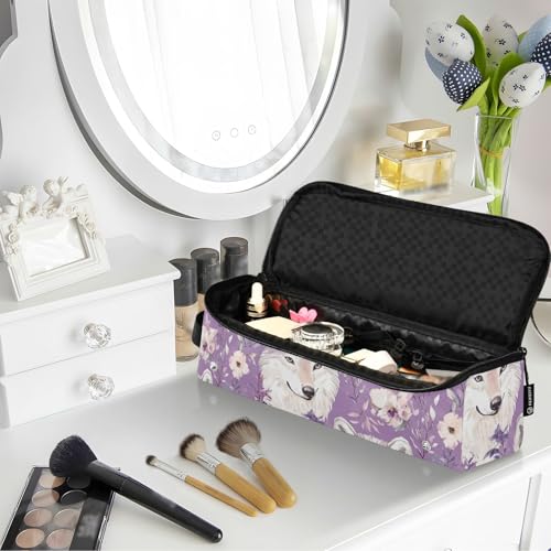 Organizador de herramientas para cabello y tapete resistente al calor Cute Woves morado 2 en 1 con estuche con cremallera impermeable para planchas y rizadores, accesorio de viaje miniatura 6