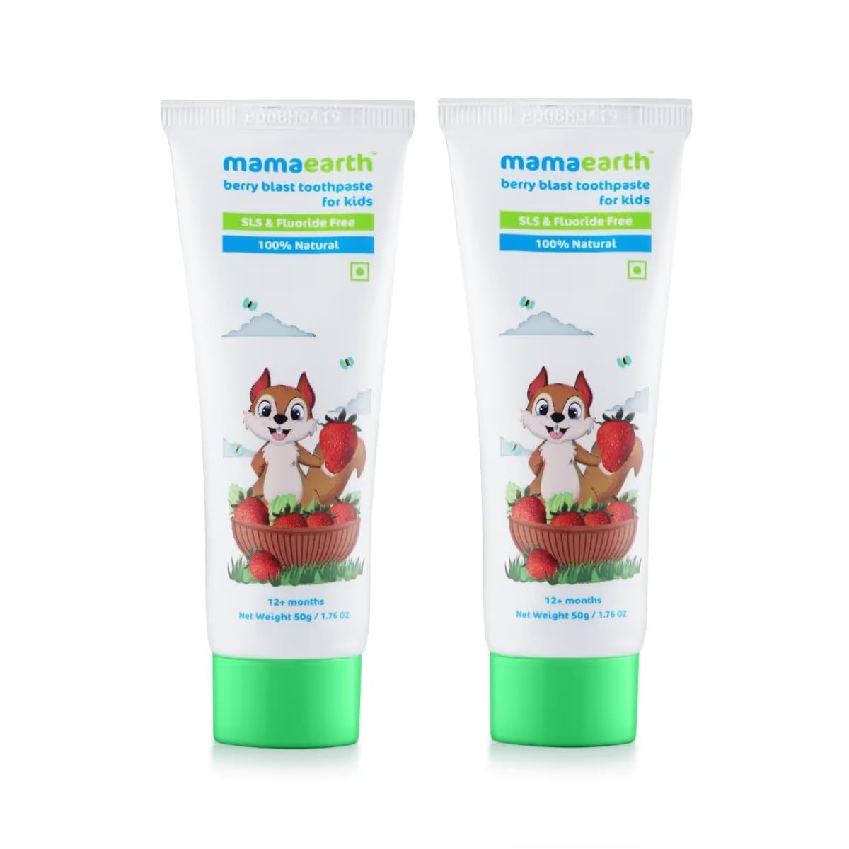 Mamaearth 100% Natural Berry Blast Toothpaste for Kids - 50 g (Pack of 2) | Promotes Healthy Teeth & Gums | Cleanses Teeth
