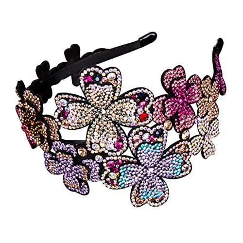 TOVINANNA venda diademas para mujeres acolchado diademas de joyas para niñas diadema acolchada con strass diademas para mujer anchas banda diadema de aleta diadema flapper cuero Colorful