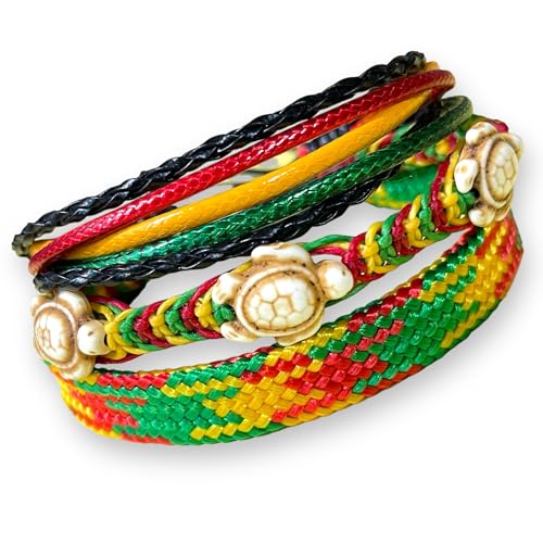 LAVIP Leather Rasta Plaided Hippie Braid Bracelet Cord Hemp Handmade Reggae Jamaican Hawaiien Style for men women