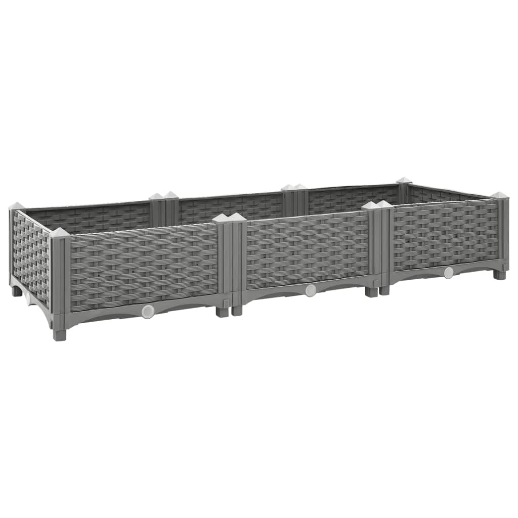 vidaXL Raised Garden Planter - 120x40x23 cm Light Grey Rattan-Patterned Polypropylene Rectangular Outdoor Flower/Plant Box