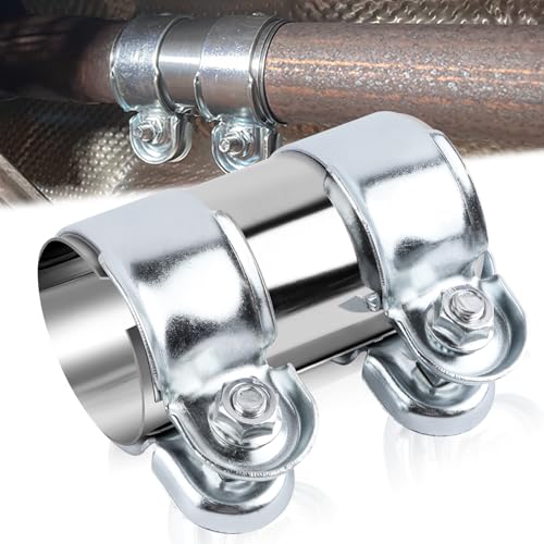 BSTDAYEVER Abrazadera Tubo Escape Conector de Tubo de Escape Doble 50x95mm Abrazadera Union Escapes Coche de Acero Inoxidable Manguito de Escapes Silenciador Adapta Mayoría Los Coches Motos