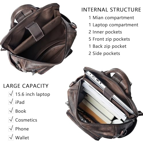 Image of Shrrie Vegan Leather Laptop Backpack for Women 15.6 inch Work Backpack Fashion Travel Backpack Purse for Travel College Work