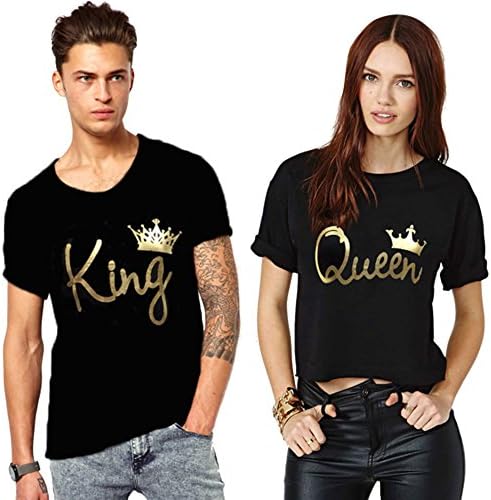 We2 Cotton Couple T-Shirts King and Queen (Pack of 2)