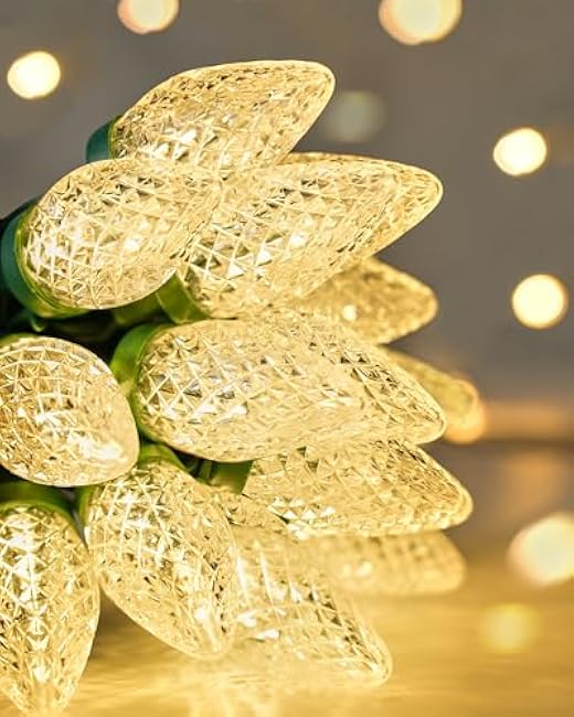 SURAIELEC Warm White Christmas Lights - Outdoor, 68 FT 100 LED C9 String Lights for Christmas Tree, House, Yard, Holiday Party Decoration - Waterproof, UL Listed