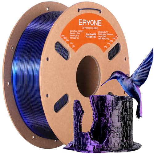 ERYONE High Speed Filament Silk Tricolor PLA 1.75mm +/- 0.03mm, Rapid PLA Filament, 3D Printing Filament, 30-500mm/s Hyp