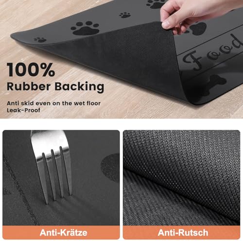 Napfunterlage Hund Katzen Futternapf Unterlage, rutschfest Unterlage Haustiere, Hundefutter Matte Absorbierend Haustier Fütterung Matte Personalisierte Katze Platzset (Grau, 30 x 50 cm)