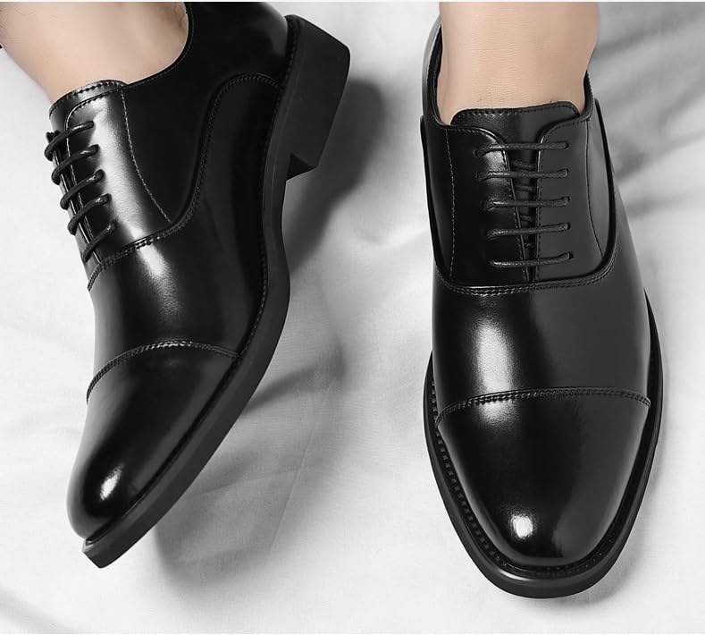 Men's Oxfords Shoes Wingtip Brogue Pointed-Toe Formal Dress Shoes Fashion Business Office Wedding Tuxedo Shoes(10.5)4